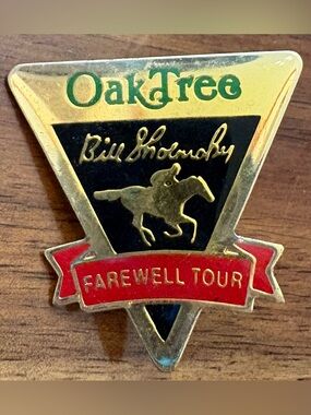 Vintage 1989 Horse Racing Oak Tree Bill Shoemaker Farewell Tour Enamel Lapel Pin